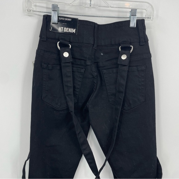 HT DENIM DURA STITCH CONSTRUCTION HI-RISE SUPER SKINNY JEANS BLACK SIZE 1 NWT - Picture 6 of 9